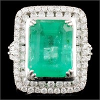 18K Gold 6.06ct Emerald & 1.35ctw Diamond Ring
