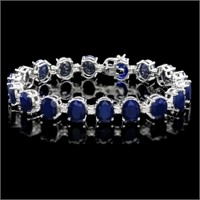 `14k Gold 40.00ct Sapphire & 1.50ct Diamond Bracel