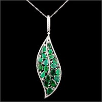 14K Gold 7.93ctw Emerald & 1.05ctw Diamond Pendant