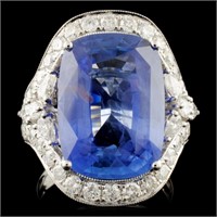 18K Gold 14.46ct Sapphire & 1.94ctw Diamond Ring