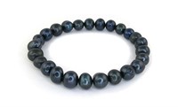 Genuine Fresh Water Pearls Black Stretch Bracelet