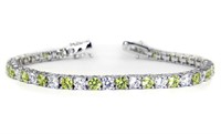 18k White Gold Pl Peridot Tennis Bracelet