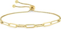 14k Gold Pl Sterling Adjustable Chain Bracelet