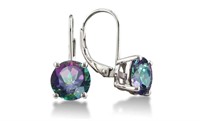 925 Sterling Silver 2 ct. Round Mystic Earrings