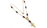 18K Yellow Gold Pl 18" Diamond Cut Rosary Necklace