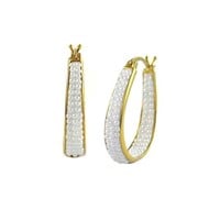 18K Yellow Gold Plated Pearl Hoops Earrings