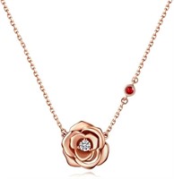 18k Rose Gold Pl Sterling Flower Pendant Necklace