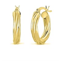 14K Yellow Gold Pl Sterling Hoop Earrings