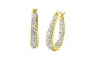 18Kt Gold Pl Austrian Crystal Hoop Earrings