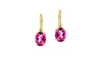 14K Gold Pl 2ct Sterling Pink Sapphire Earrings