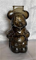 Vintage Grey Glass Mickey Mouse Coin Jar Bank