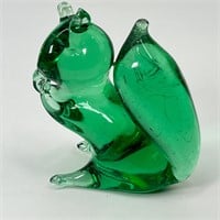 Art Glass Green Squirrel Figurine
