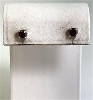 Sterling Garnet Stud Earrings