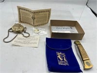 Statue of Liberty pocket watch and knife