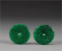 Qing Dynasty jade safe buckle a pair