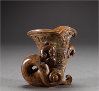 Ming dynasty before Hotan jade Jue cup