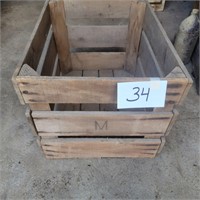 Wooden Apple Crate Marked "M"