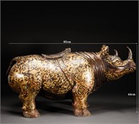 Bronze Cuojin rhinoceros before Ming