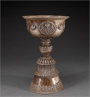 Qing Dynasty silver eight treasure pattern lamp