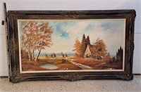 Extra Large Framed Cottage Painting