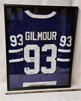 FRAMED GILMOUR MAPLE LEAFS NHL SIGNED JERSEY+