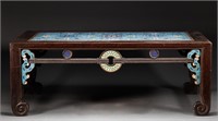 Qing Dynasty red sandalwood inlaid with copper tir