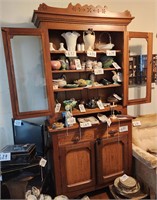Antique Step-Back, Spoon Carved China Cabinet