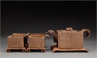 Qing Dynasty purple clay pot set