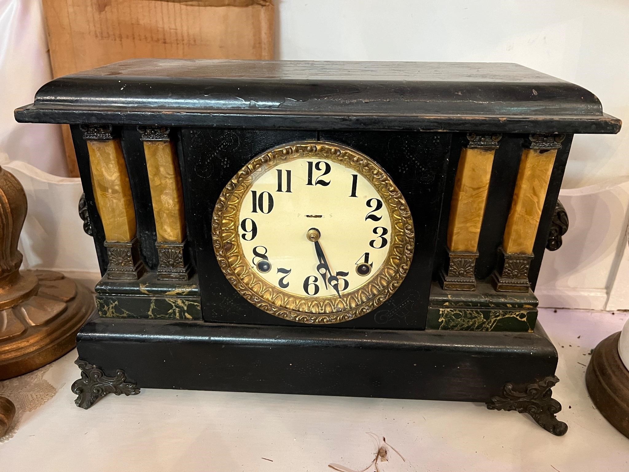 Vintage Black Mantle Clock