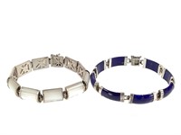 2 Sterling Lapis Moonstone Bracelets 1049.6g TW