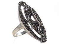 Sterling Marcasite Ring 5.1g TW Sz 5.75