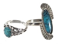 2 Rings Turquoise Sterling