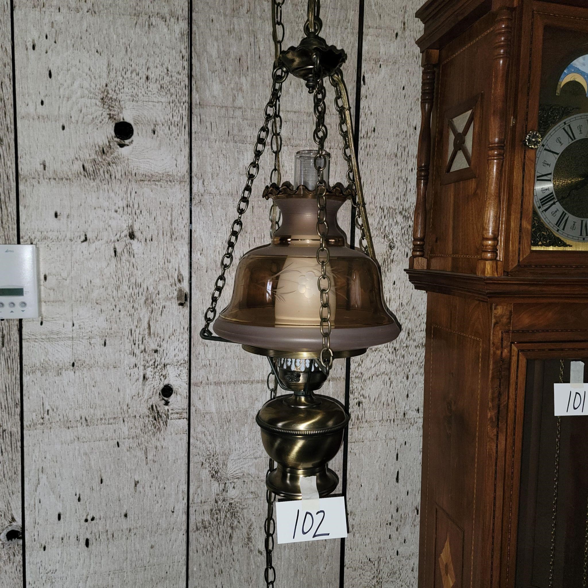 Hanging Brass Light with a long chained cord