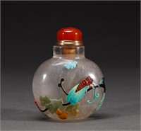 Agate inlaid gem snuff bottle of Qing Dynasty