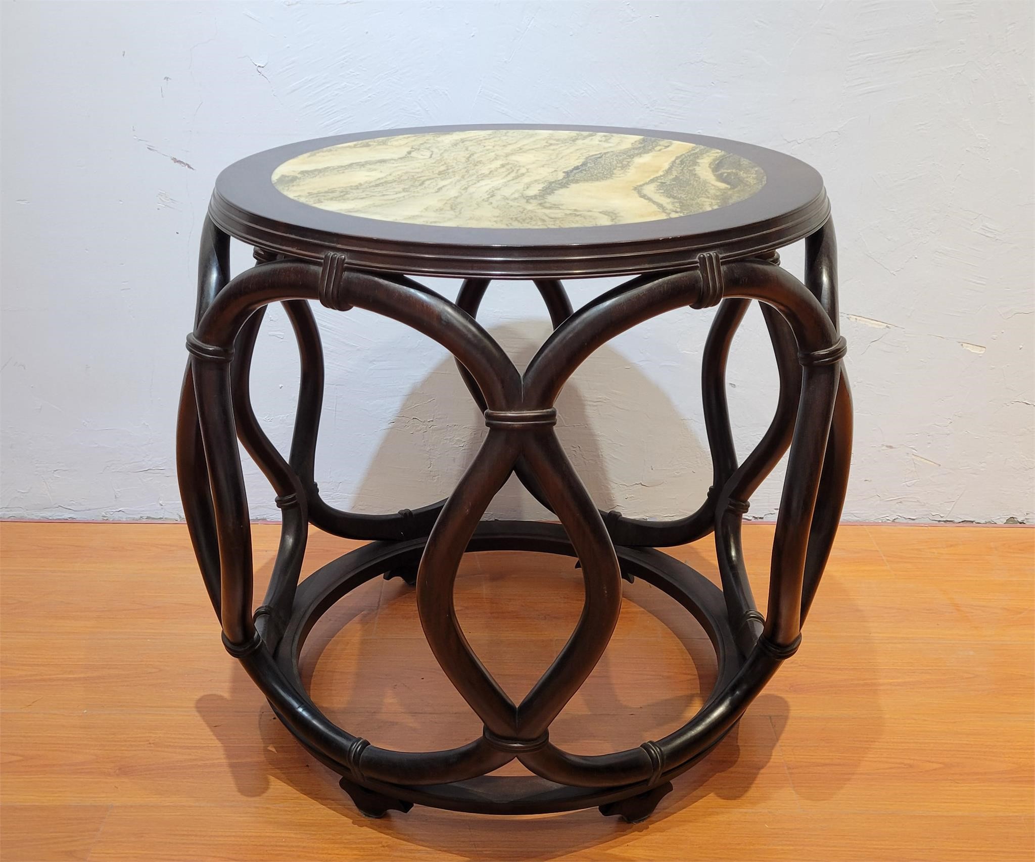 Rosewood garden table inlaid with marble in Qing D