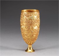 Qing Dynasty pure gold high foot cup