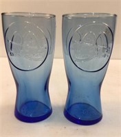 (2) Blue Collectible McDonalds Glasses