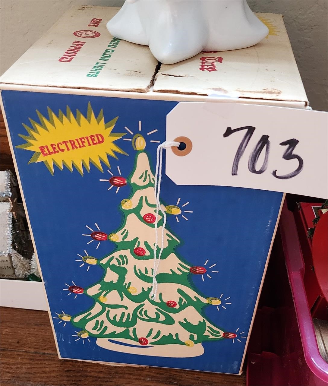 Antique Christmas Tree, Box, Ceramic Tree