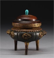 Ming Dynasty bronze gilt smoke furnace