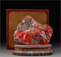Qing Dynasty chicken blood stone mountain