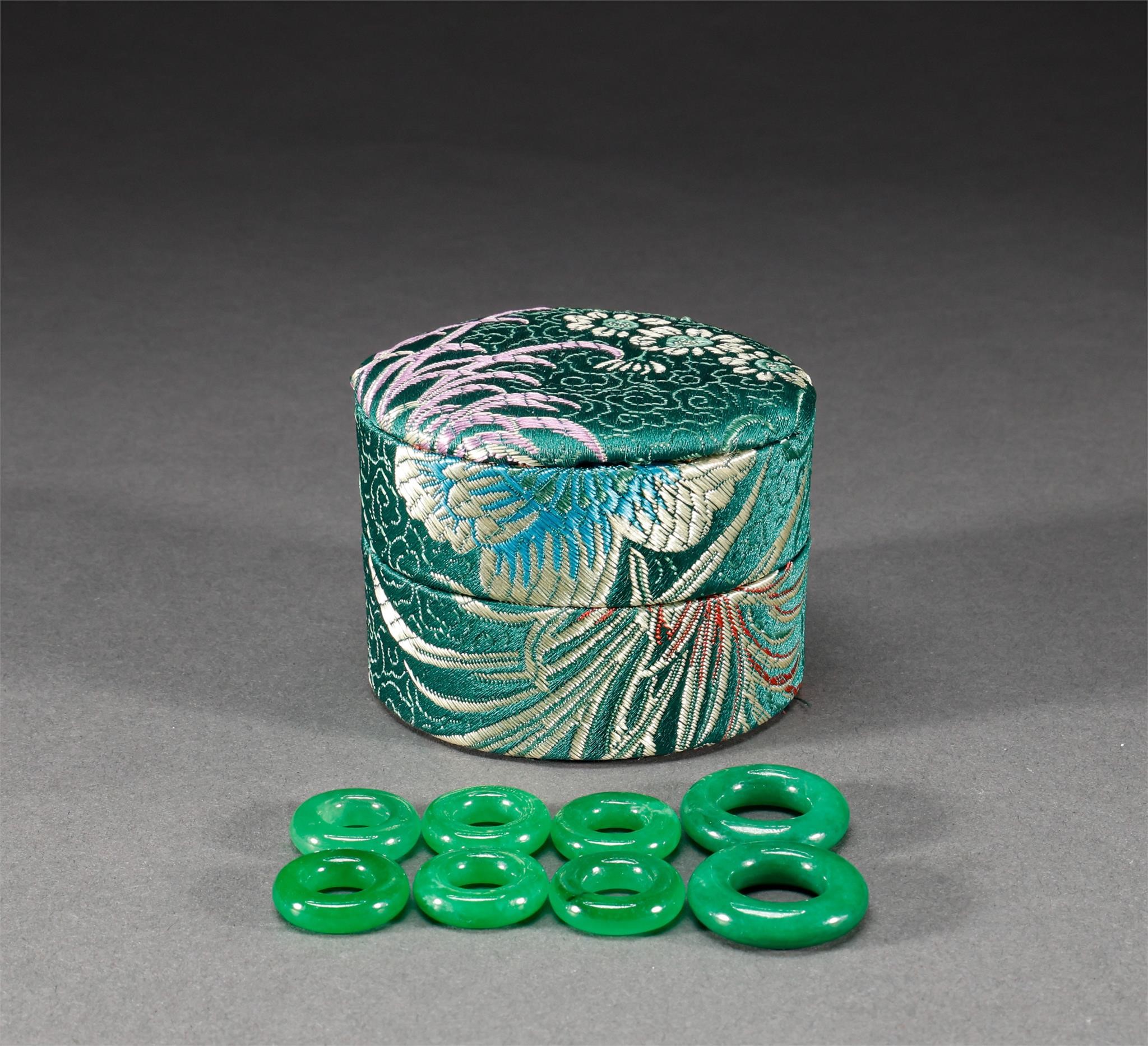 Qing Dynasty emerald kasaya ring a group