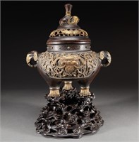 Qing Dynasty wood gold Aromatherapy stove (rosewoo