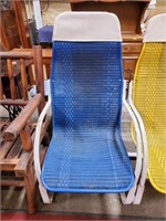 Vintage Blue Basketweaved Outdoor Chair