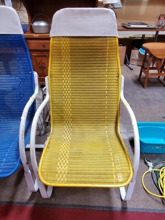 Vintage Yellow Basketweaved Outdoor Chair