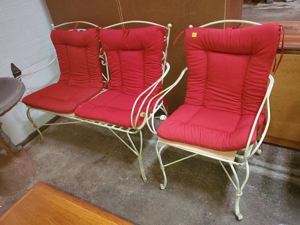 Vintage Wrought Iron Patio Loveseat & Chair Lot