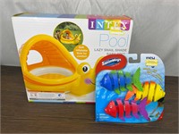 NIB Intex Shaded Baby Pool & New Fish Toys