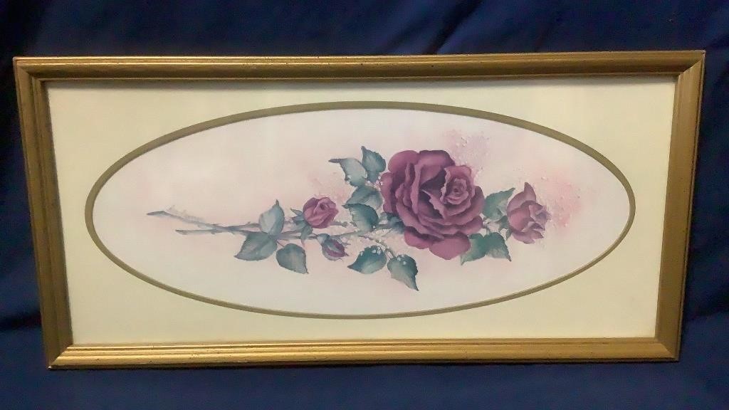 Framed Rose Art Print 10” x 21”