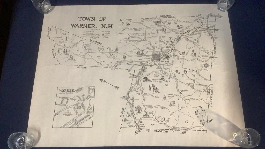 Vintage Town Of Warner, NH Poster Map