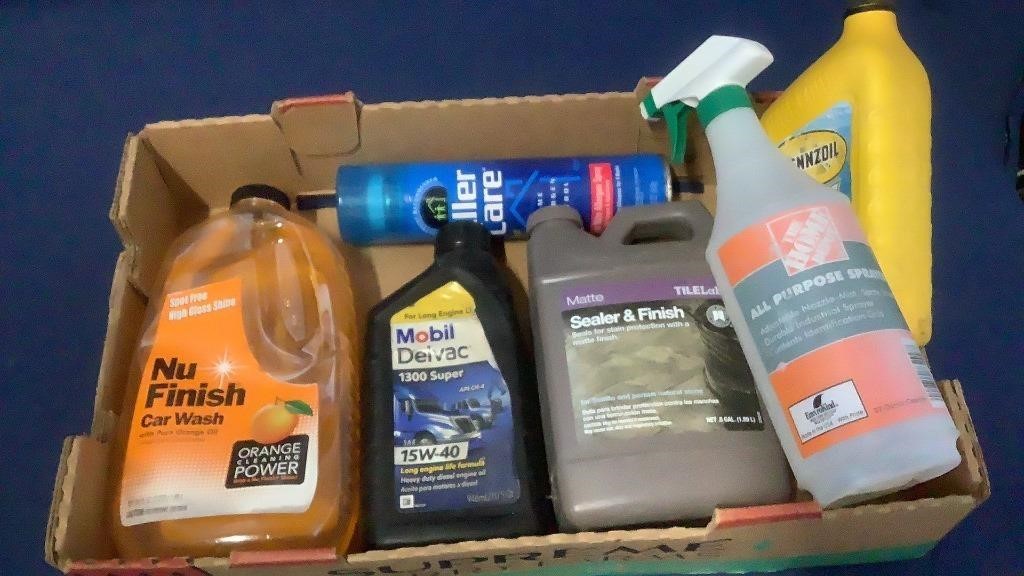 Box Of Car Care Products & Oil