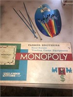 Monopoly and paint brushes